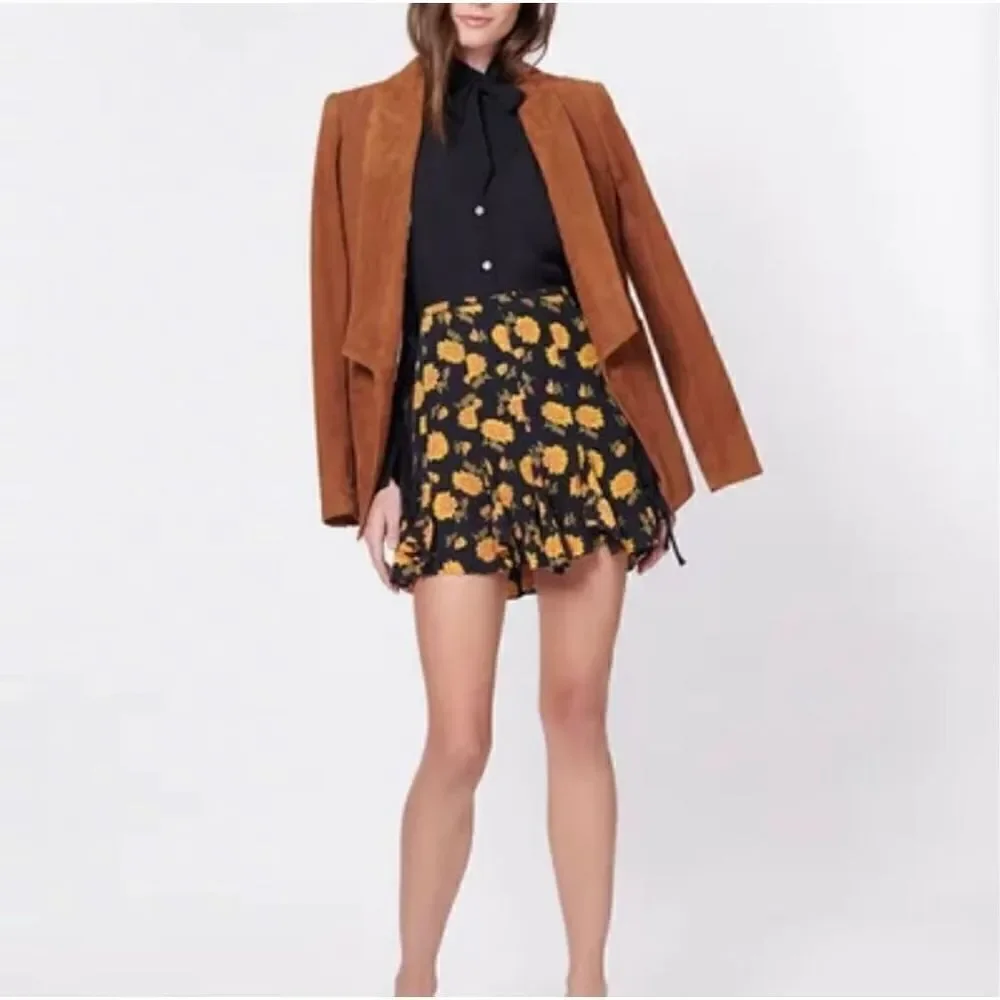 Veronica Beard Weller Floral-print Flounce Mini Skirt in Black Multi Women’s 2